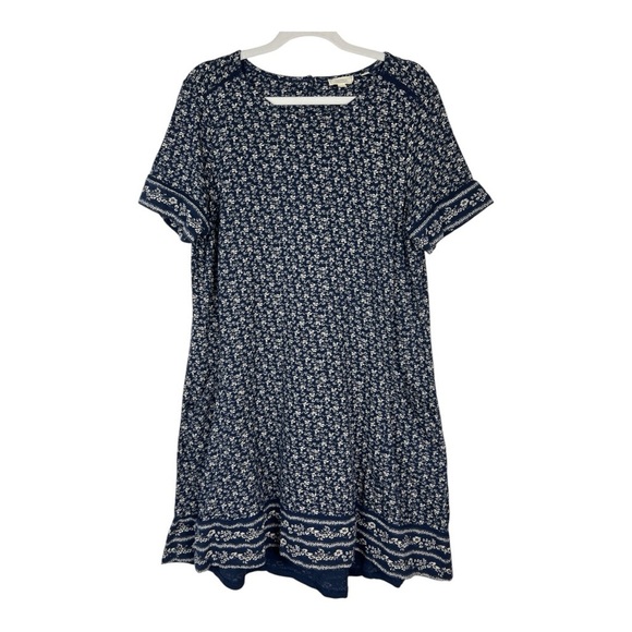 Fat Face Sz 12 Simone Jersey Wave Dot Dress Blue - Picture 1 of 13